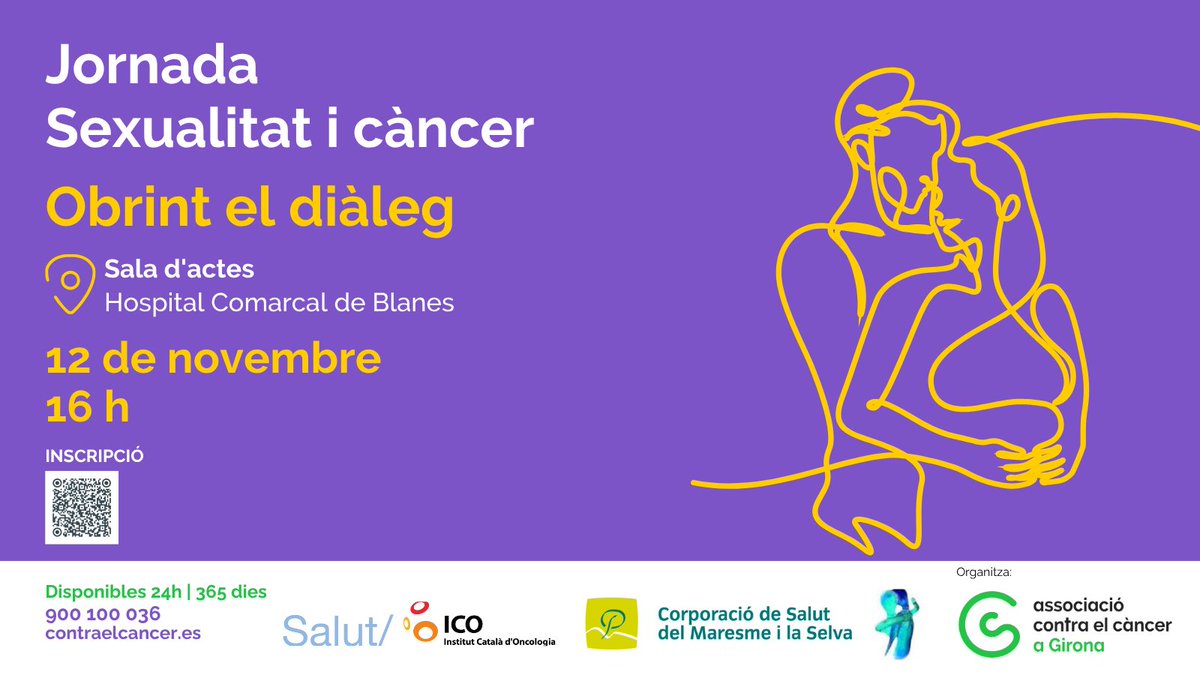 🟢JORNADA | “Sexualitat i càncer” 
🗓️ 12 de novembre · 16h
📍 Sala d’actes de l’Hospital de Blanes
El càncer pot transformar la intimitat i la sexualitat. Obrim un espai de diàleg, coneixement i suport per parlar-ne.
<a href="/ICO_oncologia/">Institut Català d'Oncologia</a> <a href="/CorpoSalutMS/">Corporació de Salut del Maresme i la Selva</a>