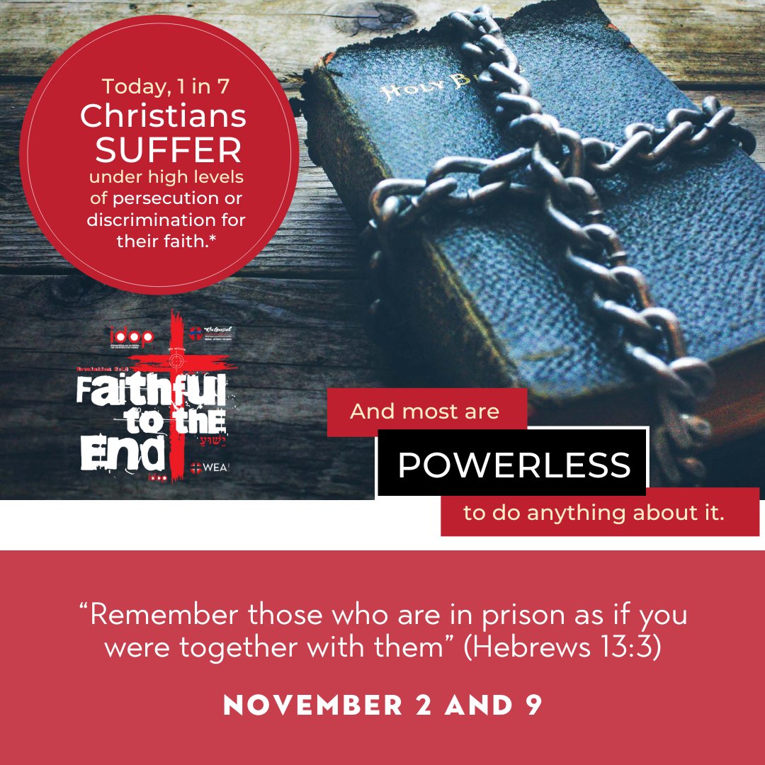 WEAnews's tweet image. “Remember those in prison as if you were together with them.” — Heb 13:3

🙏 Pray for Christians imprisoned for their faith.

Join #IDOP2025 → IDOP.org

#FaithfulToTheEnd #PrayForThePersecuted