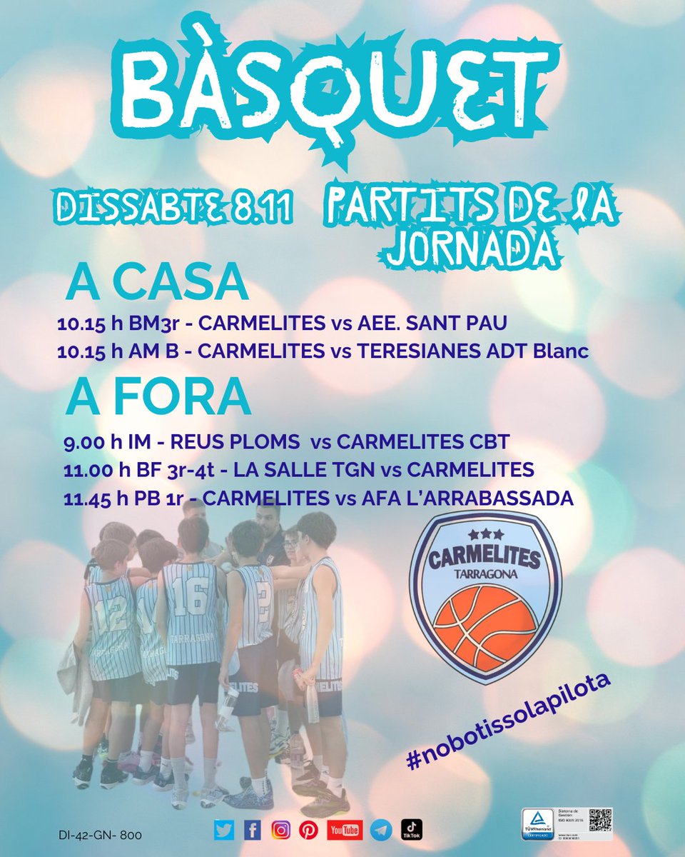carmelitestgn's tweet image. #ADMTWC #ESPC Partits de la 3a jornada de bàsquet! Força Carmelites! @CBT_Tarragona  #ensagradaelbàsquet #nobotissolapilota🏀#viucarmelites #femesport #respectem