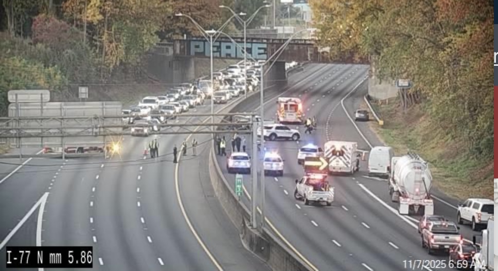 NCDOT_Charlotte's tweet image. ⚠️I-77 shut down near Exit 6
❗️Both directions blocked
⏹️Power lines down 
➡️Seek an alternate route
❗️Check Drive NC.gov for updates