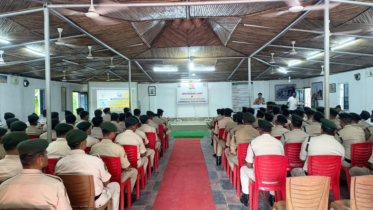 On 07/11/25 , SI Rajendra Reang of Teliamura Police Station attended an awareness cum Training programme on the New Criminal Laws organized by the 12th BN TSR. He held an elaborate discussion on various relevant aspects of the new laws with the troopers of the battalion.