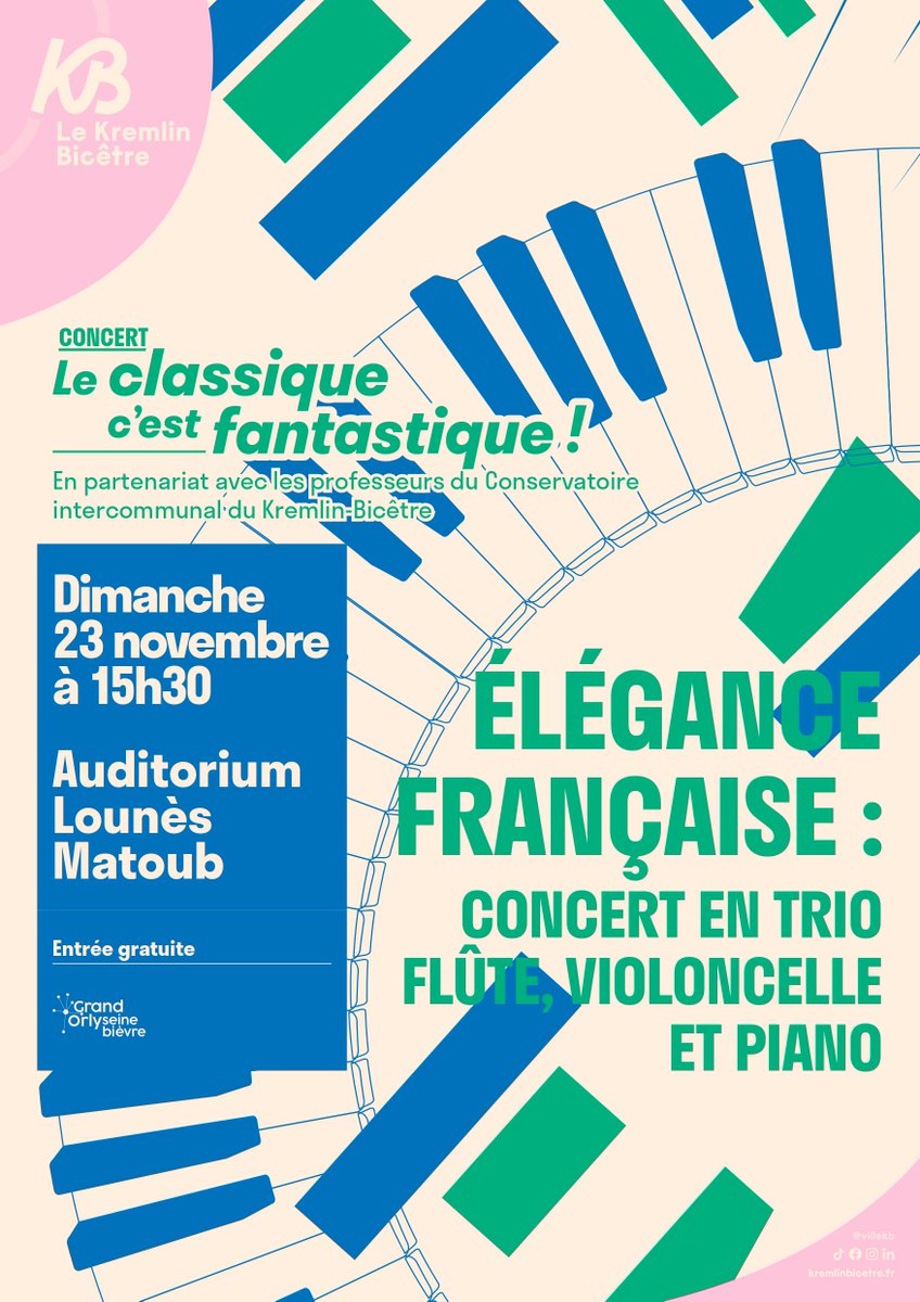 Je me réjouis de partager ce superbe programme de musique française avec mes talentueuses collègues Irène Jolys et Miho Nitta. Faites-vous plaisir, venez le 23/11 à 15h30, Auditorium Lounès-Matoub au Kremlin-Bicêtre !

Programme : Debussy, Gaubert, Farrenc