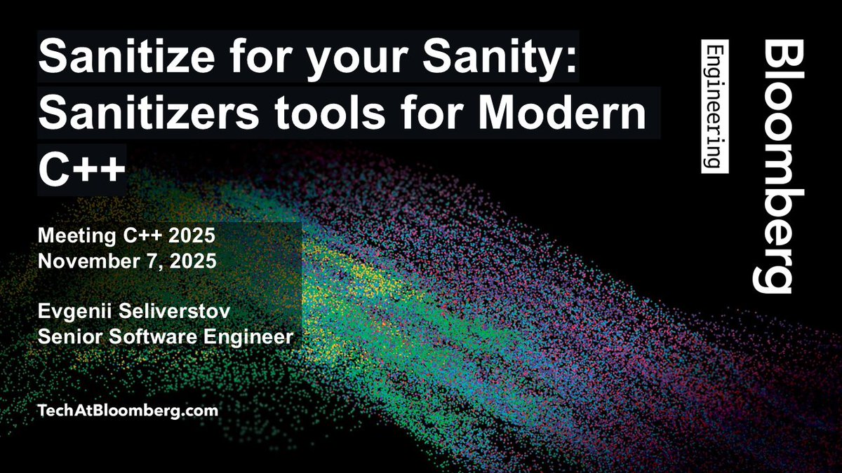 FelippeVelloso's tweet image. In his #Meetingcpp 2025 talk today (16:00 CET), senior software engineer Evgenii Seliverstov will provide a deep dive on address &amp;amp; memory sanitizers and explain how developers can integrate these tools into their projects and build systems
bloom.bg/4828MXq
#cpp #cplusplus