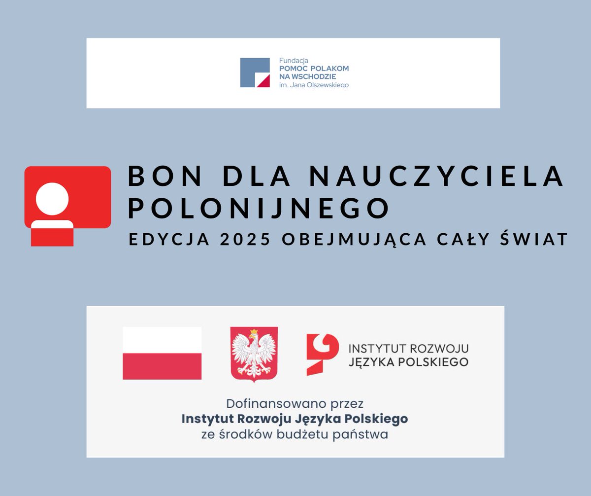 ✔️ Fundacja "Pomoc Polakom na Wschodzie" im. Jana Olszewskiego została wyłącznym operatorem projektu 𝐁𝐨𝐧 𝐝𝐥𝐚 𝐧𝐚𝐮𝐜𝐳𝐲𝐜𝐢𝐞𝐥𝐚 𝐩𝐨𝐥𝐨𝐧𝐢𝐣𝐧𝐞𝐠𝐨 𝟐𝟎𝟐𝟓
<a href="/InstytutIRJP/">Instytut Rozwoju Języka Polskiego</a>