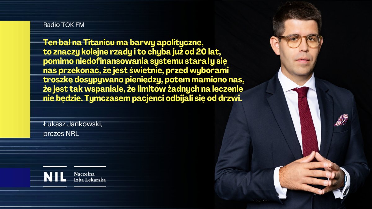 📍 Limitów nie ma… dopóki nie znikną środki. Potem znika też #leczenie.

Łukasz Jankowski, prezes <a href="/NaczelnaL/">Naczelna Izba Lekarska</a> dla <a href="/Radio_TOK_FM/">Radio TOK FM</a> 👇

💬 (...) I w tym kontekście działania rządu, polegające na przerzucaniu odpowiedzialności za kryzys systemu ochrony zdrowia na lekarzy, stanowią de