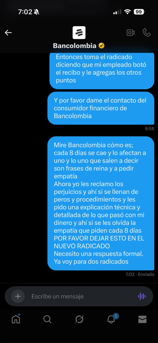 GemayDuarte's tweet photo. @Bancolombia Puro humo!! Solo salen a pedir empatía con frases de reina, voy pa dos radicados y no atienden los perjuicios, ni quieren darme los detalles de lo que pasó en su caída. @SFCsupervisor voy para el segundo radicado sin solución https://t.co/QvcyfxWcv7