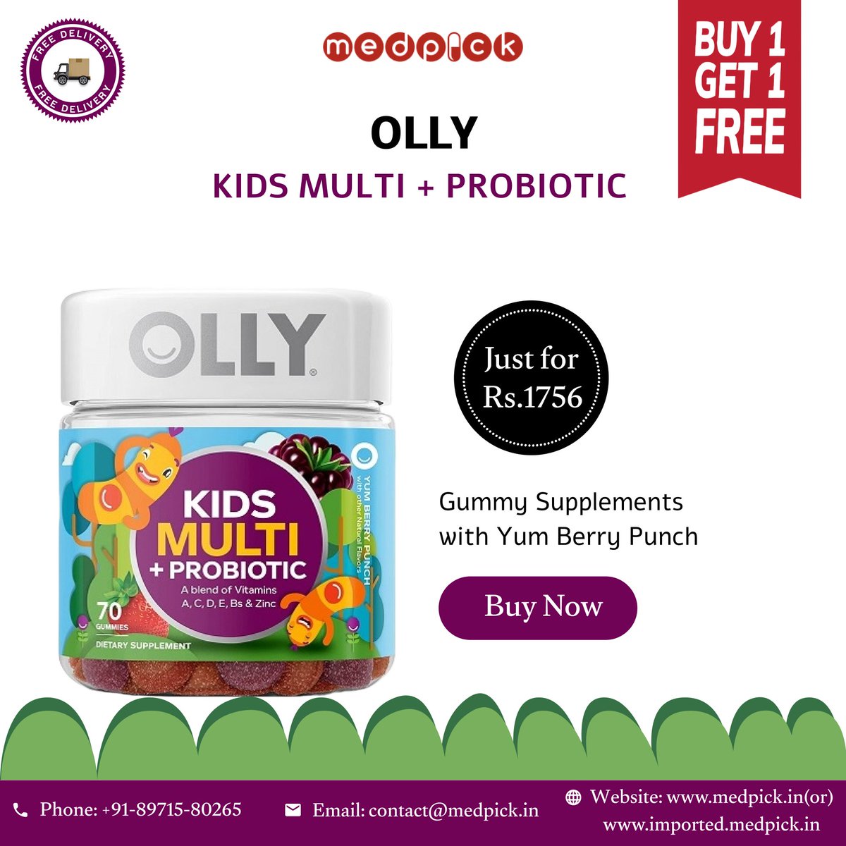 medpick's tweet photo. Olly Kids Multi-Vitamin and Probiotic Gummy Supplements, Yum Berry Punch, 70 Count 
BuyNow: https://t.co/Wd1RJ10tbo

#OllyKids #HealthyKids #KidsVitamins #ProbioticGummies #BerryPunchFlavor #DailyVitamins #StrongAndHealthy #ImmuneSupport #HappyTummies #OllyNutrition https://t.co/v9ugLxNh1m