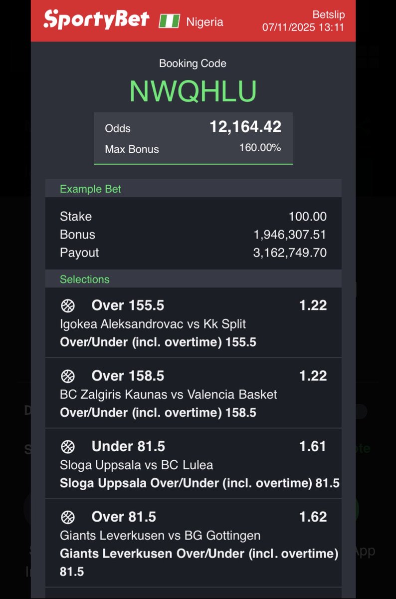 Switzpunt's tweet photo. Today Switz odds ready ๐ฅ๐ฅโ
โ
Boomluck๐ฅ๐ฅ
#Sportybet
#Switzodds
#Boomluck https://t.co/JfQ7TarsWi