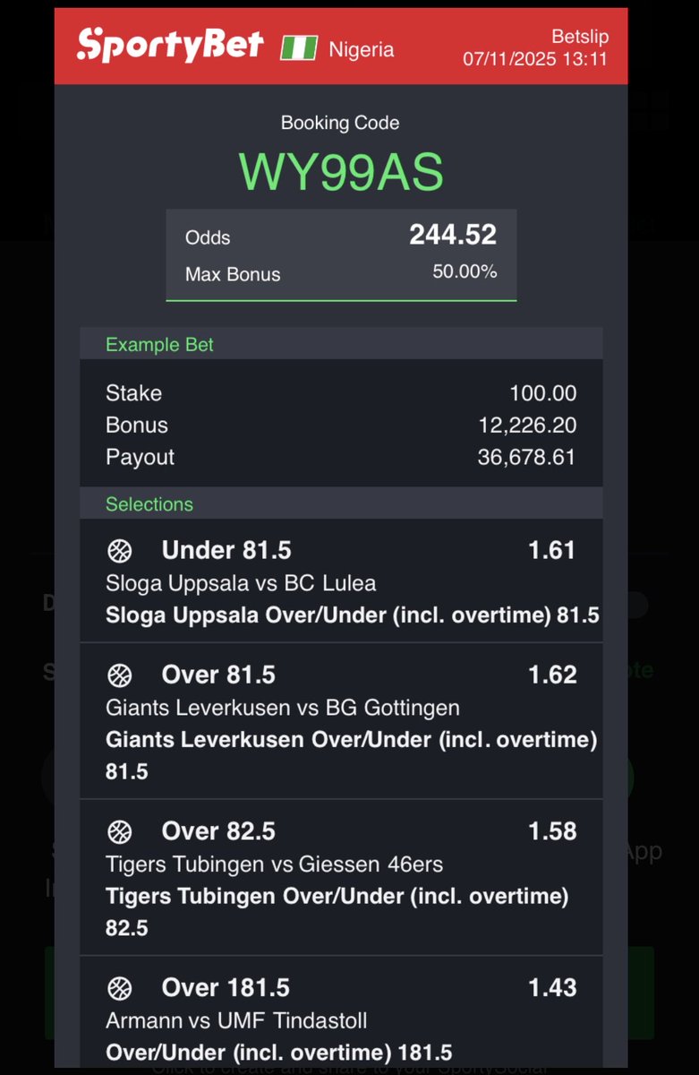 Switzpunt's tweet photo. Today Switz odds ready ๐ฅ๐ฅโ
โ
Boomluck๐ฅ๐ฅ
#Sportybet
#Switzodds
#Boomluck https://t.co/JfQ7TarsWi