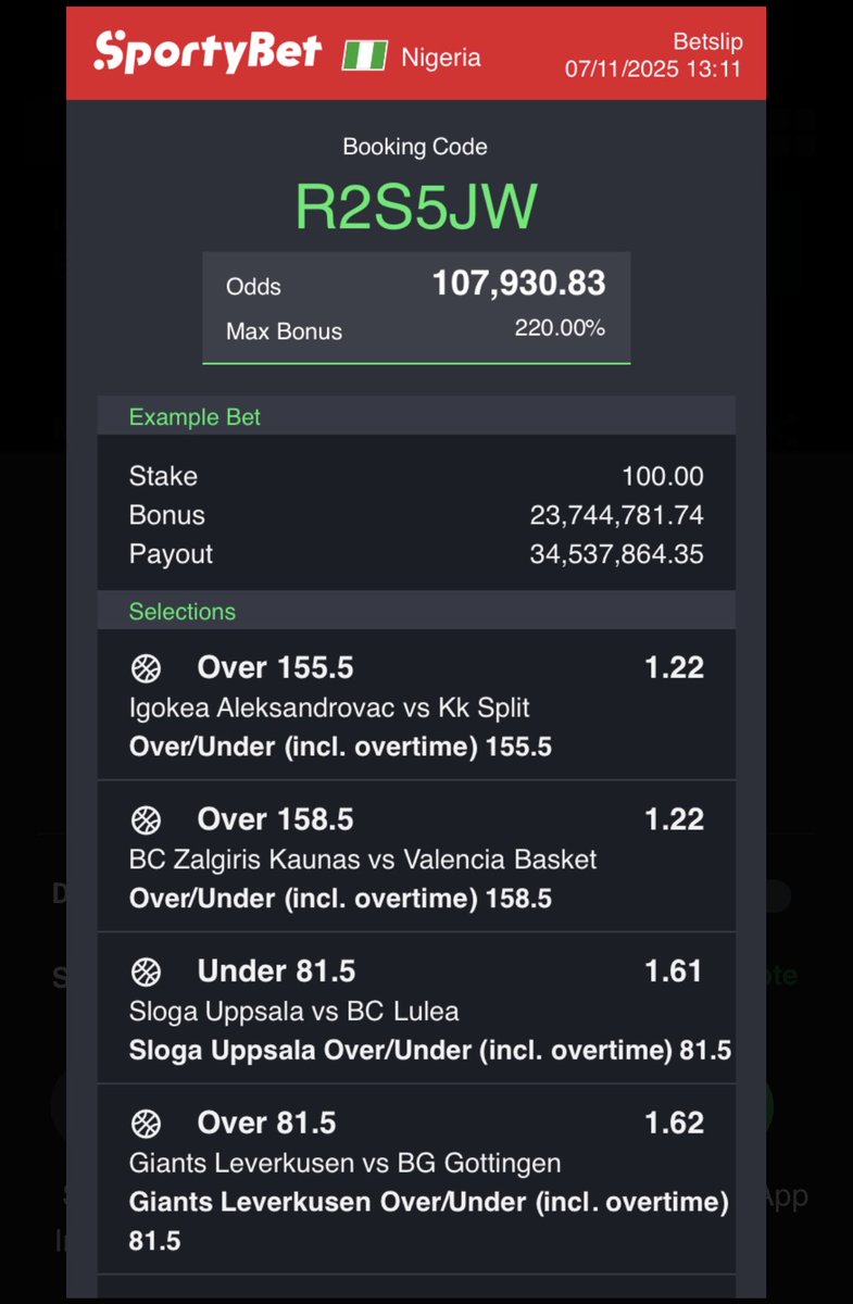 Switzpunt's tweet photo. Today Switz odds ready ๐ฅ๐ฅโ
โ
Boomluck๐ฅ๐ฅ
#Sportybet
#Switzodds
#Boomluck https://t.co/JfQ7TarsWi