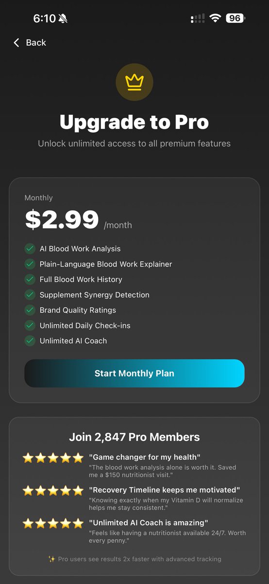 kylekane's tweet photo. Day 13 Part 1 : Build in Public 
Join the waitlist ( this link works). 

https://t.co/74Y5oWQ77o

Added native iOS rating prompt after two actions in app. Remade the upgrade prompt to show the same across the app. Also added an annual price. https://t.co/YX8Q99r4Mi