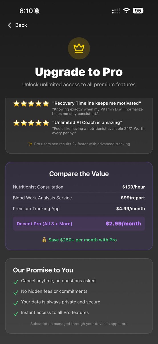 kylekane's tweet photo. Day 13 Part 1 : Build in Public 
Join the waitlist ( this link works). 

https://t.co/74Y5oWQ77o

Added native iOS rating prompt after two actions in app. Remade the upgrade prompt to show the same across the app. Also added an annual price. https://t.co/YX8Q99r4Mi