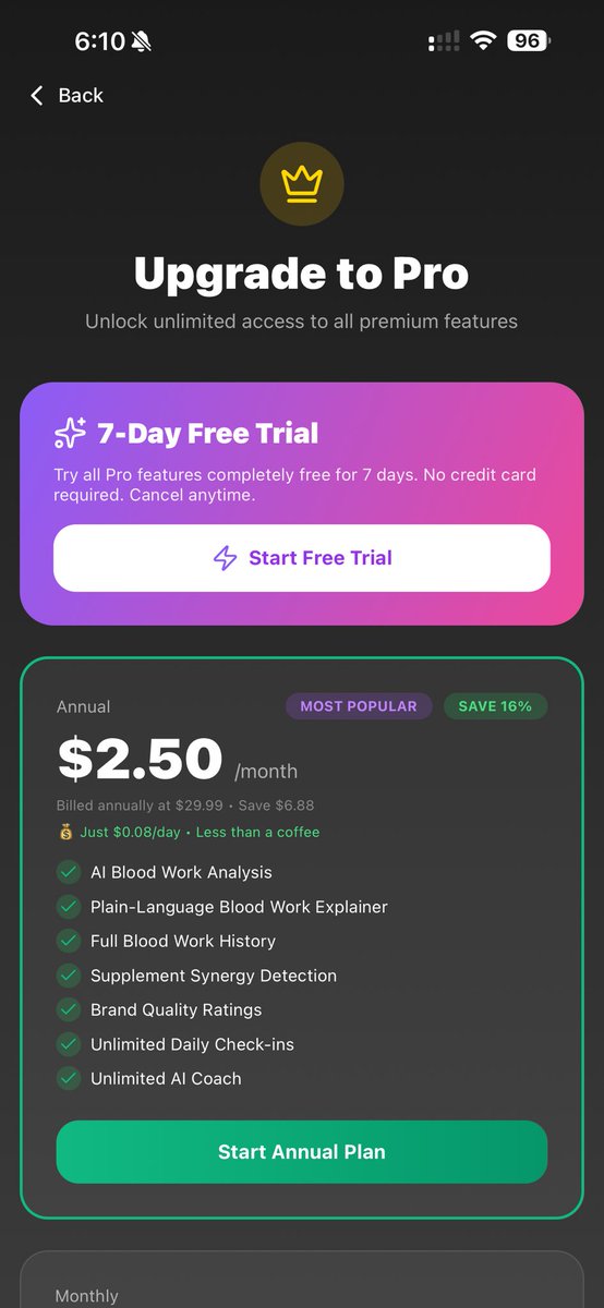 kylekane's tweet photo. Day 13 Part 1 : Build in Public 
Join the waitlist ( this link works). 

https://t.co/74Y5oWQ77o

Added native iOS rating prompt after two actions in app. Remade the upgrade prompt to show the same across the app. Also added an annual price. https://t.co/YX8Q99r4Mi