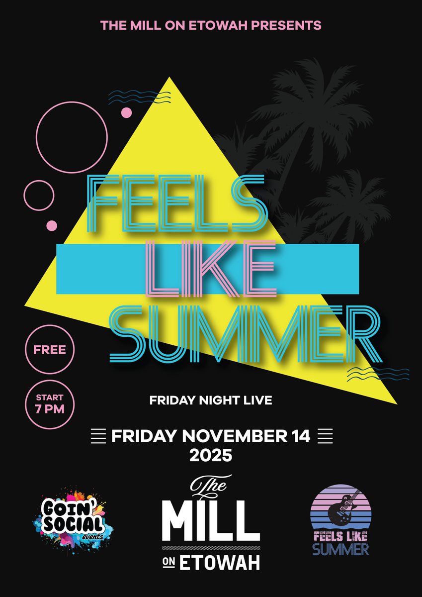 LikeSummerBand's tweet photo. 🎶✨ One week from today! ✨🎶
Feels Like Summer hits The Mill on Etowah Fri, Nov. 14, bringing all the fall-night vibes, loud guitars, and your favorite rock hits. 🍂🔥

#FeelsLikeSummerBand #TheMillOnEtowah #CantonGA #LiveMusic #FreeShow #FallConcertSeries #RockBand #ThingsToDo https://t.co/Lu0edNLOO2