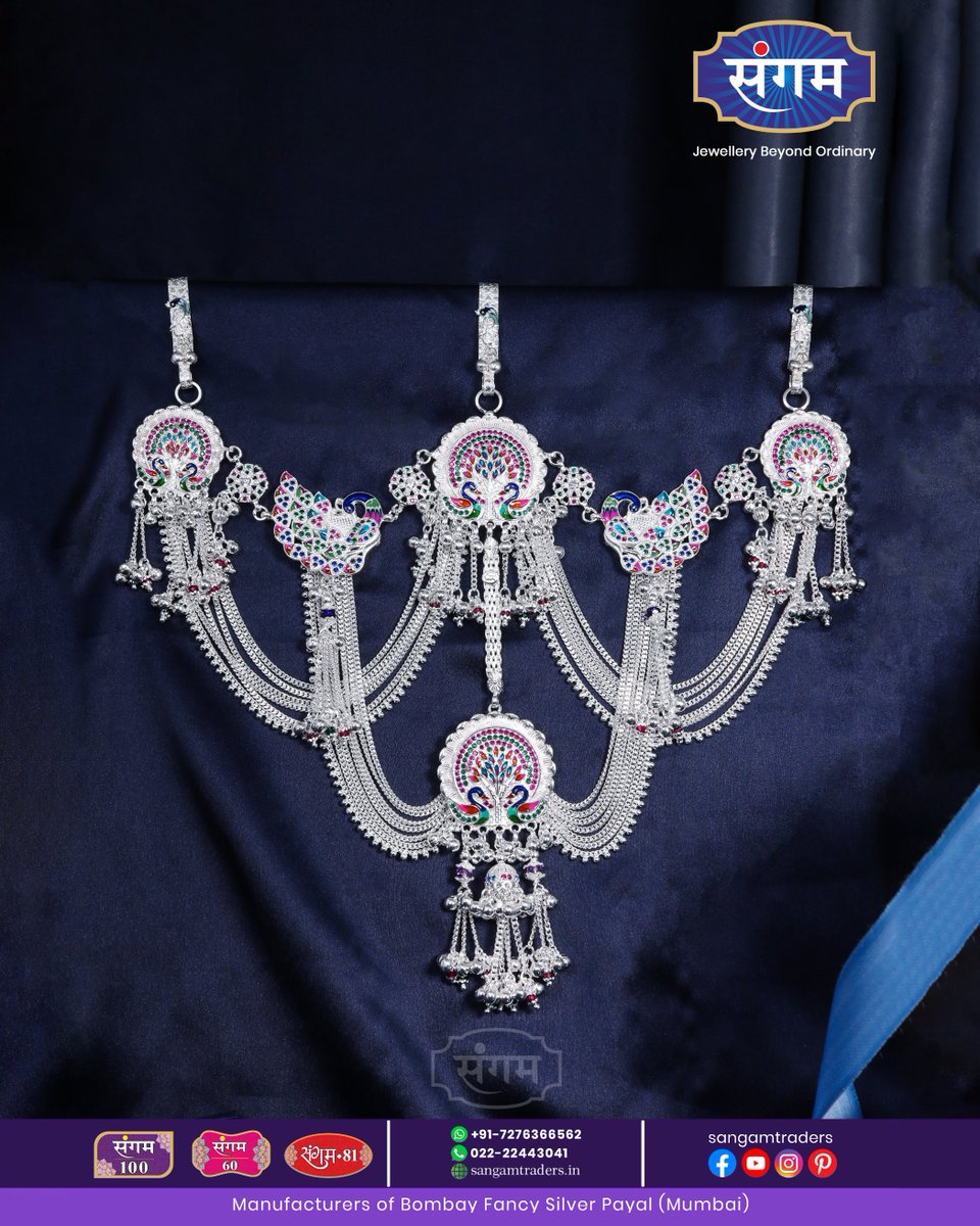sangamtraders's tweet photo. Grace that drapes. Silver that speaks.✨

Exquisite waist adornments (Juda) crafted in fine silver, detailed with multicoloured stones and intricate Mayur Meenakari patterns.

 #SilverJuda #BridalJewellery 

(Kamarbandh, Kandora, Juda, Chabi Challa, Kamar Belt) https://t.co/kXYFHsbsMW