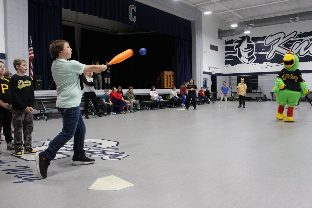 MCSWV's tweet image. “Play ball!”

The popular costumed mascot of the Pittsburgh Pirates, The Pirate Parrot, joined Central Elementary 5th graders for a game of Wiffle ball on Thursday morning.

The Pirate Parrot also visited third and fourth grade students in their classrooms.
