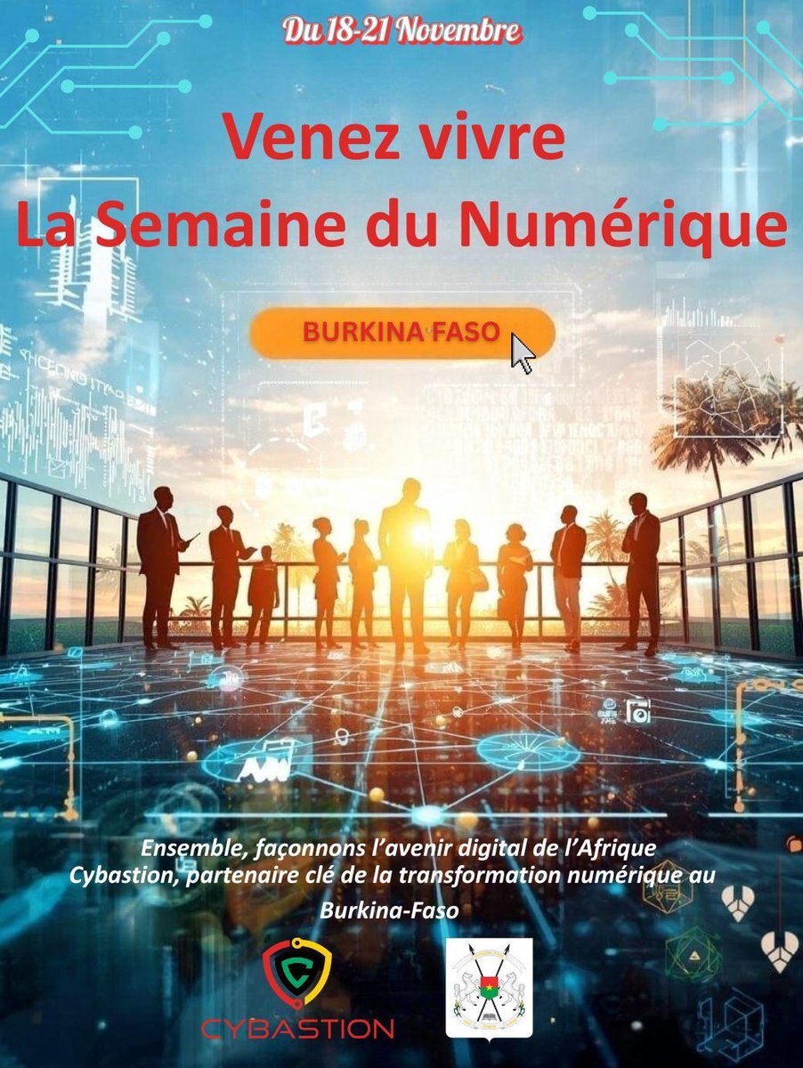 cybastion's tweet image. Du 18 au 21 nov. 2025, Ouagadougou accueille la Semaine du Numérique organisée par le Ministère de la Transition Digitale.
Cybastion, partenaire clé, soutient une Afrique #FutureReady.

sidwaya.info/semaine-du-num…

#Cybastion #DigitalWeek #InnovationAfricaine #TransformationNumérique