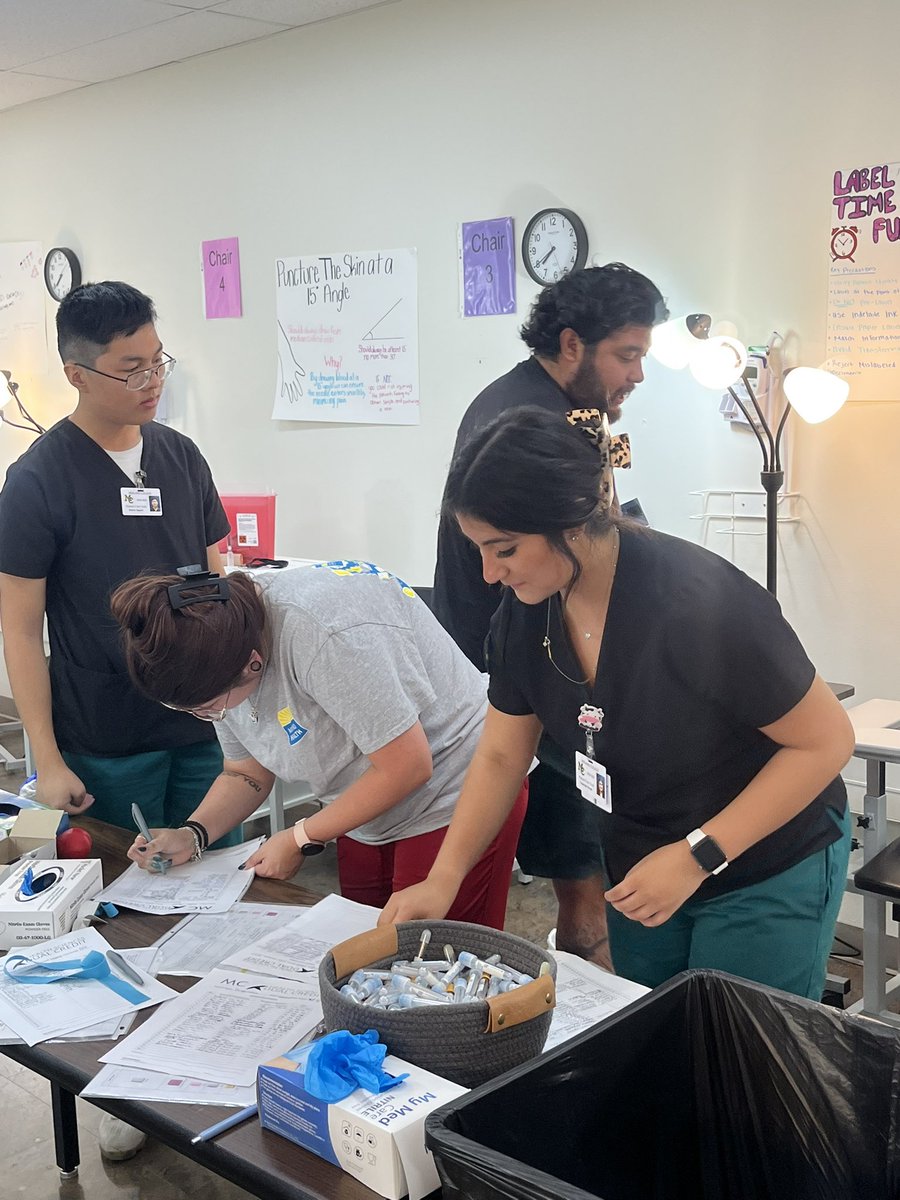 McMisd's tweet photo. Hard work and hands-on learning! Our senior phlebotomy students are perfecting their skills and completing their required sticks at Friends and Family Night!💉🩸@MISD_CTE https://t.co/cWjPcKXH9L