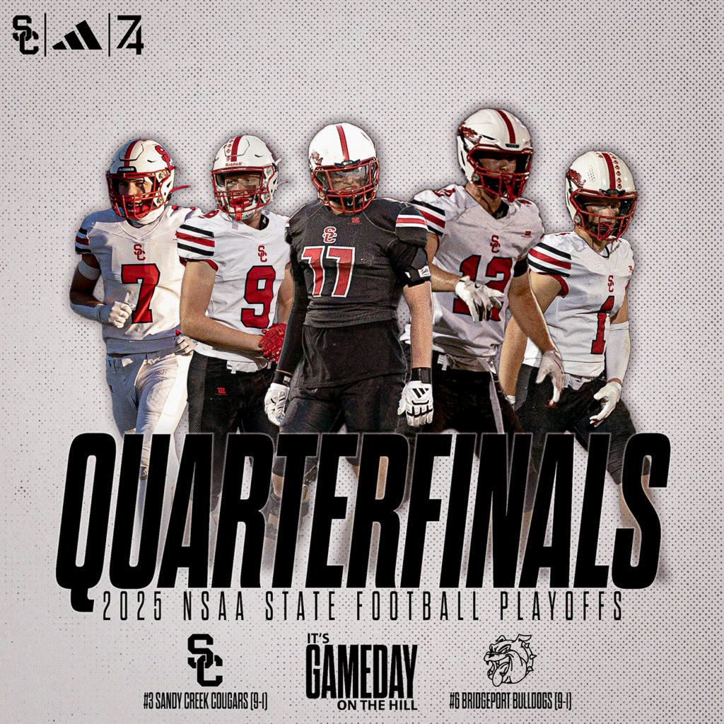 🚨 It's QUARTERFINAL GAME DAY in Cougar Nation! 🚨

🆚 Bridgeport Bulldogs
📍 The Hill
⏰ 5:00PM
📺 fan.hudl.com/usa/ne/fairfie… (cost to stream is $12)
🎥 Ava Hubl and Paige Stengel

#WeAreSC | #RunItBack | #nebpreps
