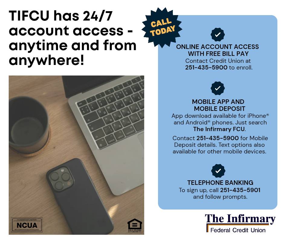Holidays are coming! Be sure you have 24/7 account access. Call us TODAY at 251-435-5900 if you are not enrolled in our Online Banking with Free Bill Pay!