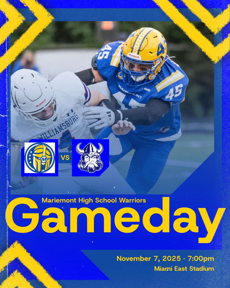 🚨Week 12🚨

🆚 Miami East Vikings

⏰ 7:00pm

📍Miami East Stadium

🗓️ Round 2 of the <a href="/OHSAASports/">OHSAA Sports</a> playoffs

#GoWarriors
#faMily