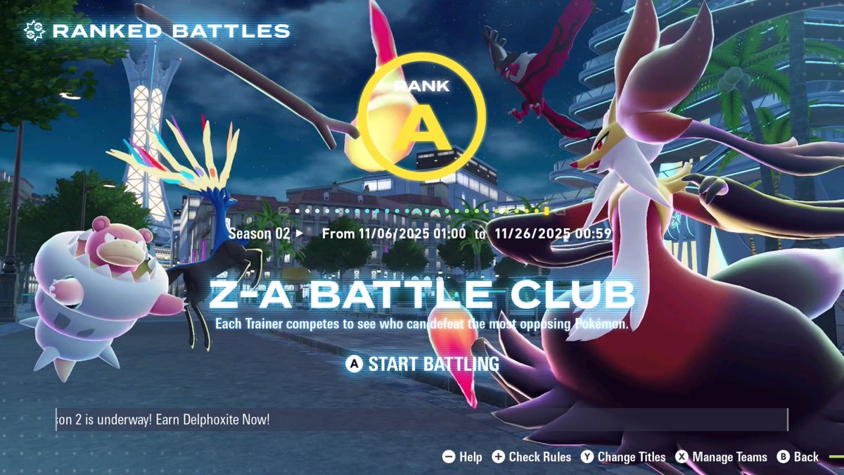 MLucario95's tweet image. Wanted to see how bad it was to get to Rank A.  About 4 hours later, wasn’t too difficult, just had to get into that grind-set and keep going.  
How the city is still standing after all the earthquakes, is well beyond my understanding.  Lmao
#PokemonZA