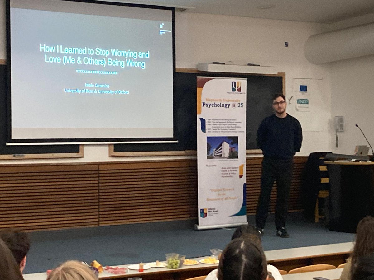 Delighted to support MU Psych Soc's invited lecture on Forensic Metascience by departmental alum,Dr Jamie Cummins whose work in this area seeks to enhance rigour &amp; accuracy in scientific reporting. 
Well done to the Psych Soc Team &amp; sincere thanks to Dr Cummins.
#MUPsychologyAt25