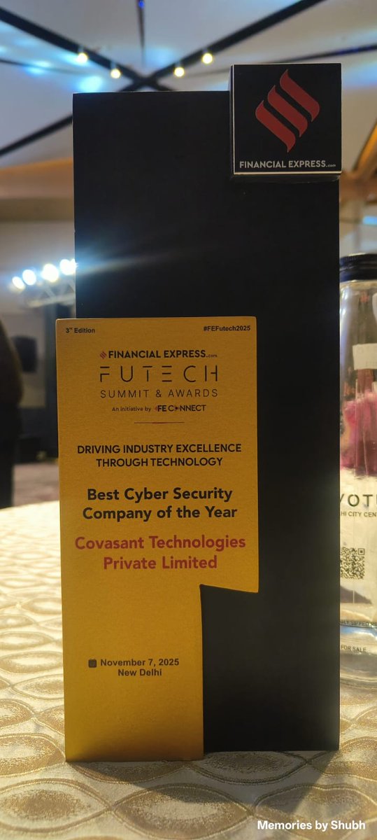 covasant_tech's tweet image. Proud moment for all of us at Covasant! We’re excited to share that Covasant has been named the Best Cybersecurity Company of the Year 2025 at the 3rd edition of the Financial Express FuTech Summit &amp;amp; Awards 2025. #CyberProTX #AgenticAI #FEFuTech2025 @FE_Connect