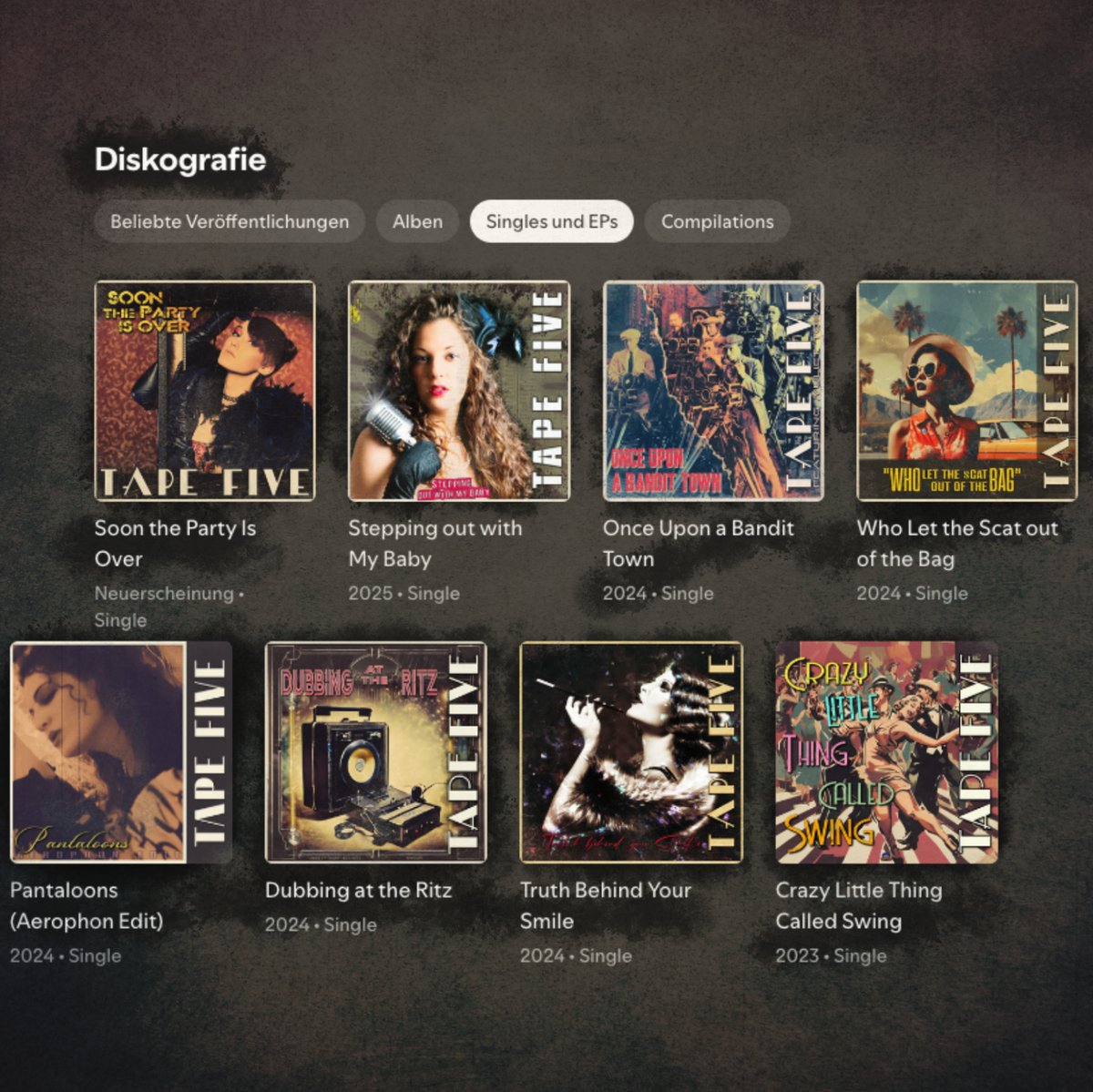 Yes, I like visuals… by chance I had a look on this part of the TAPE FIVE discography at Spotify… I think its looking cool, when you see these covers in a row like pieces of "whole-art". #exhibition #picturesofanexhibition #dicography #musicproducer #artwork #musicproducerlife