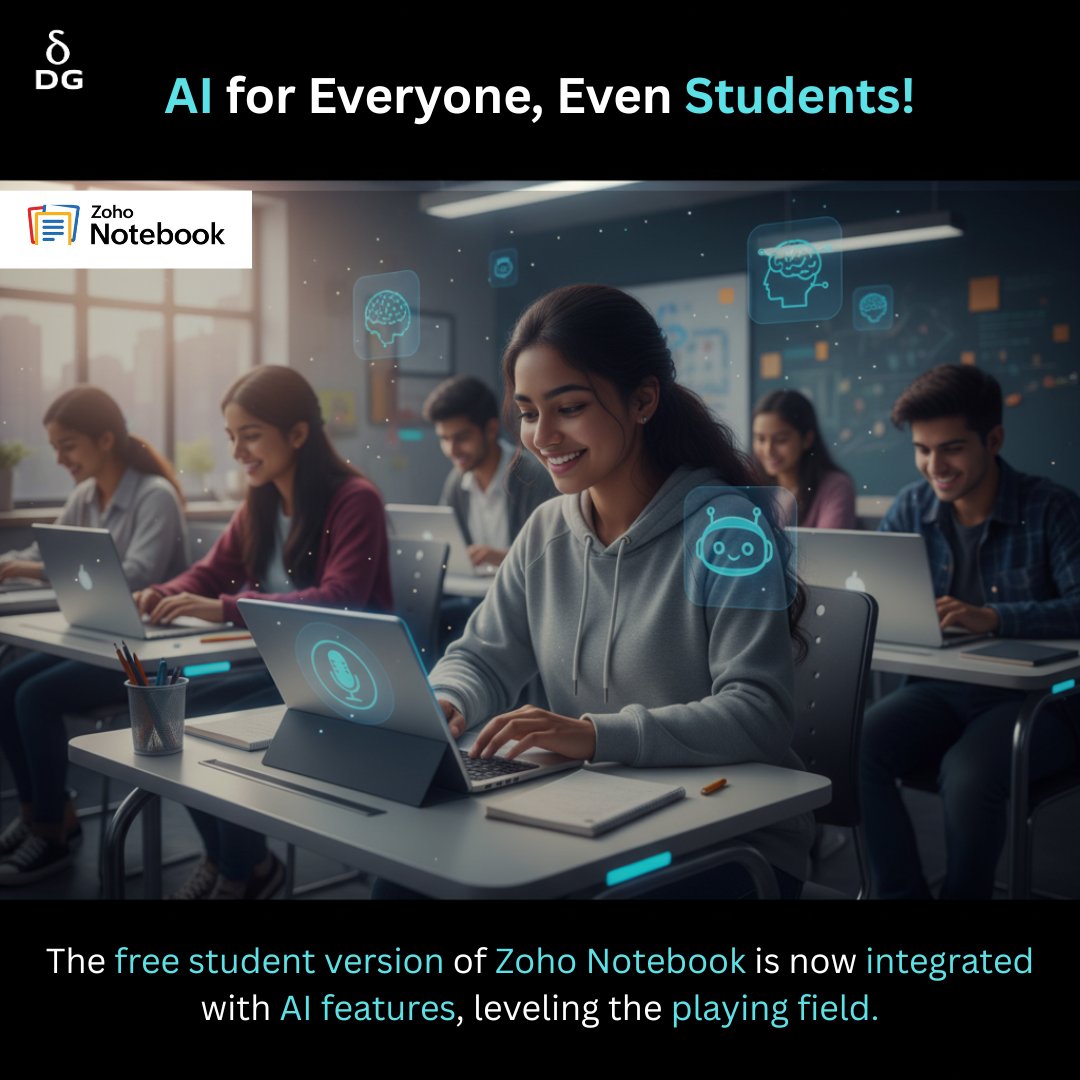 deltavix_global's tweet image. 🧠✨ Zoho Notebook just got a MAJOR AI upgrade! From multilingual voice notes to smart writing tools  meet your new productivity partner powered by Zia, Zoho’s in-house AI.
#DeltaVixGlobal #teamdeltavixglobal #ZohoNotebook #ZohoAI #AIMadeSimple
