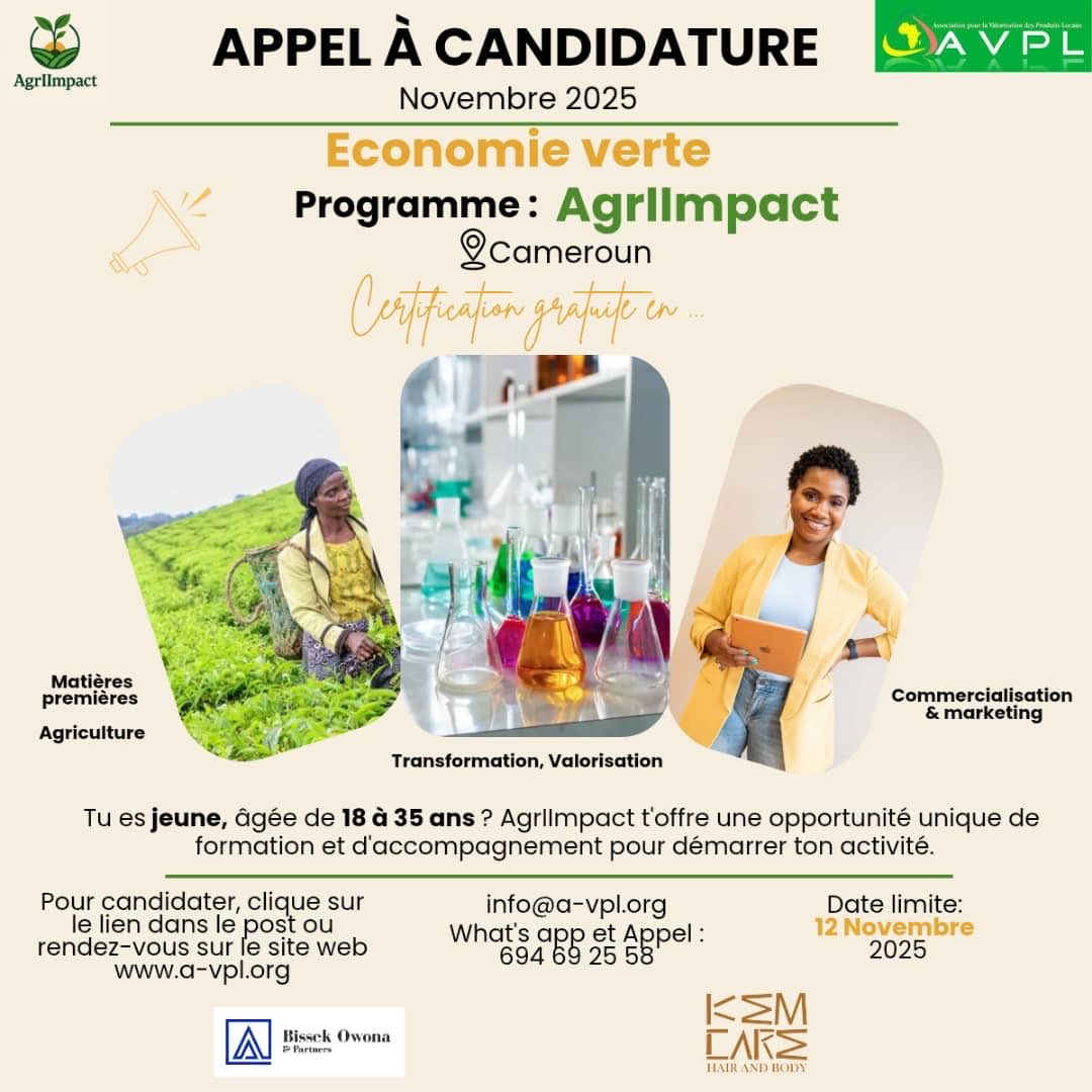AssociationAVPL's tweet image. *🌿 Ouverture des inscriptions – Programme AgrIImpact (Édition Cosmétique) 🌿*

Tu es jeune, âgé(e) de *18 à 35 ans*, et tu rêves de *lancer ton propre projet dans le domaine du cosmétique ?*

Que tu sois *homme ou femme*, le programme *AgrIImpact* t’offre une *opportunité unique