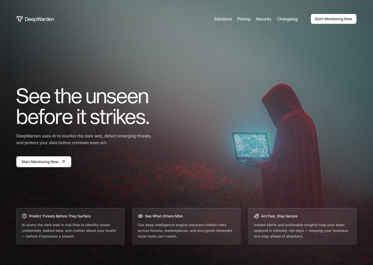 Hero section exploration for AI-powered cybersecurity SaaS.