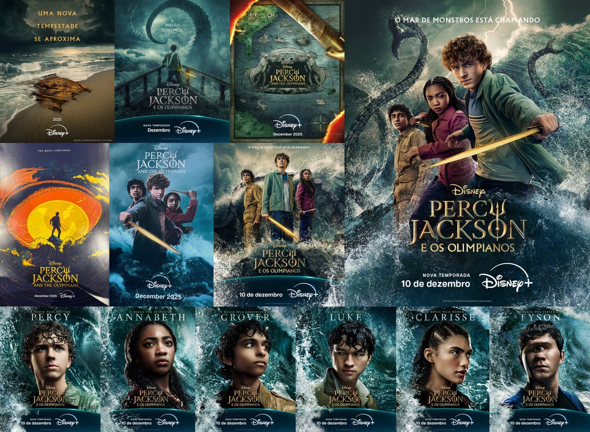 oraculosemideus's tweet photo. Todos os pôsteres oficiais (até o momento) da segunda temporada de "Percy Jackson e os Olimpianos" 🧡 https://t.co/4j2mKxbmwY