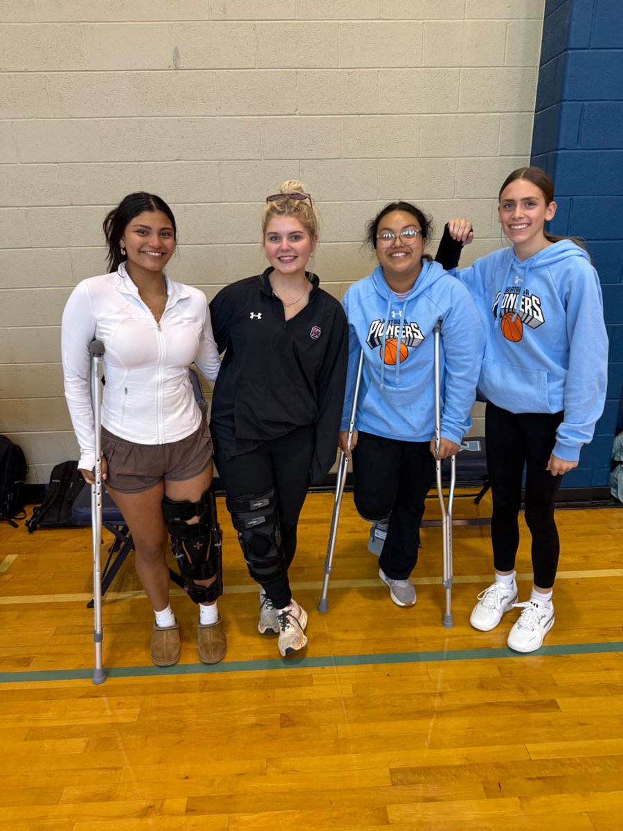 One person on the sideline is too many, and we just want to shout out these four for the way they show up everyday, do their rehab, and find a bunch of ways to still contribute to practice. Best of all are their cheerful smiles and their loud voices bringing energy to practice!