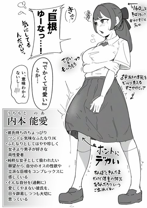 ふたなり彼女ちゃんのキャラ設定的ならくがき ちんぽでかいね…