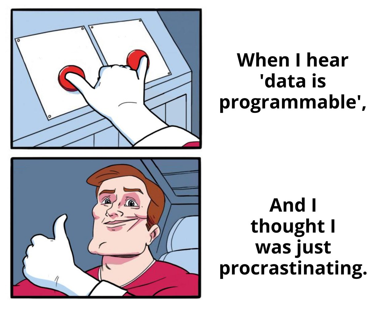 Zorax786's tweet image. When you discover data is programmable on Irys... 

and realize you weren&apos;t just procrastinating all along 

@irys_xyz