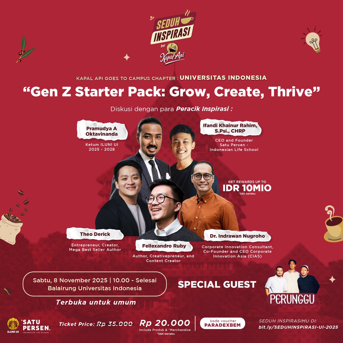 tanyarlfes's tweet image. haii, mimin punya tiket gratis Seduh Inspirasi: Kapal Api Goes to Campus nih siapaa yang mauu??! Yang mau ikutin cara ini: 

1. Reply tweet ini dengan kata semangat untuk Gen Z yang lagi berjuang
2. ⁠Jangan lupa gunakan hashtag #SeduhInspirasi &amp;amp; #KapalApiGoestoCampus
3. ⁠Isi…