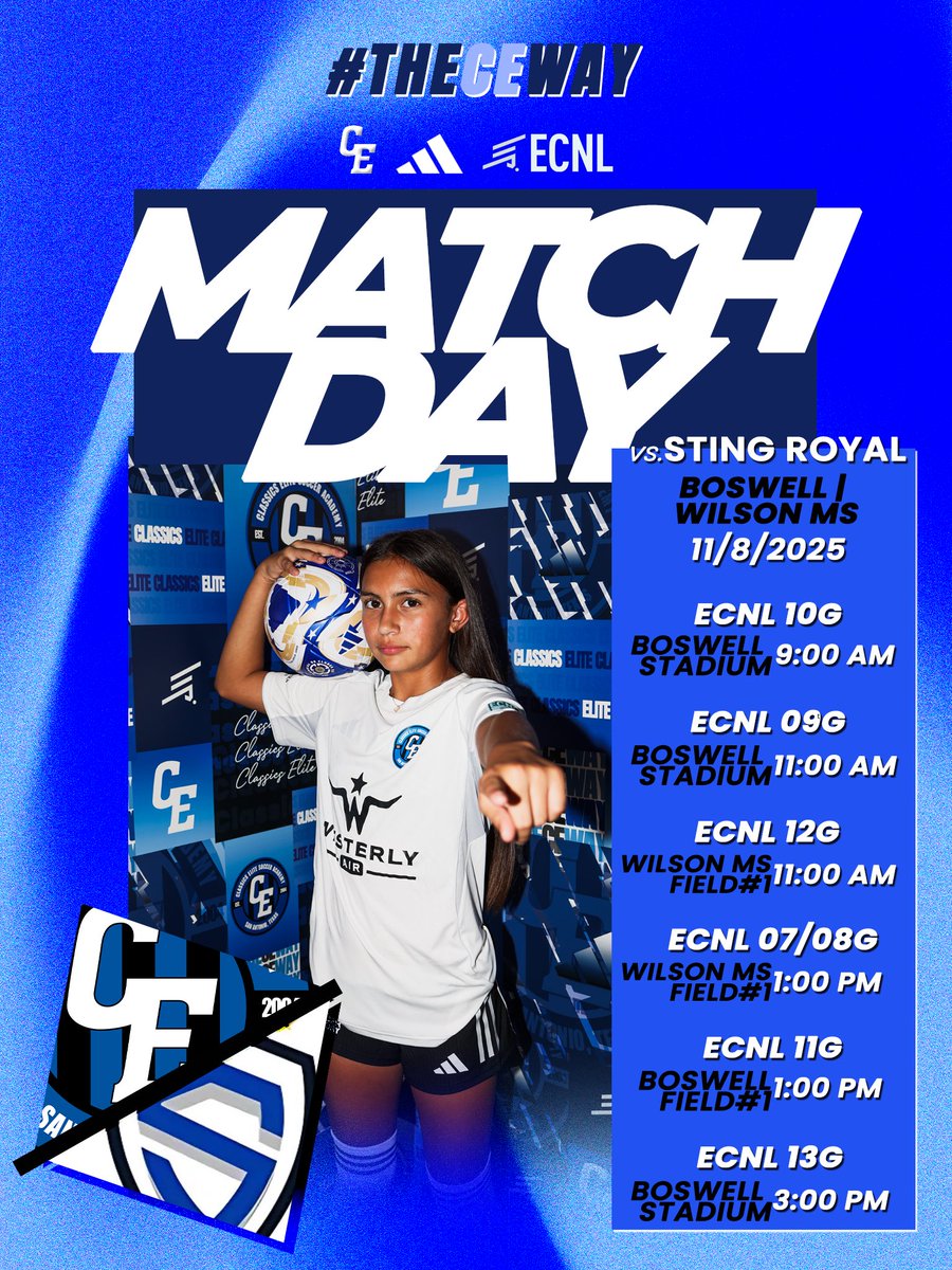 ClassicsEliteSA's tweet image. 🚗 ROAD TRIP WEEKEND! 🚗 CE ECNL hits the road for back-to-back matchups!

⚽ Saturday: vs Sting Royal
⚽ Sunday: vs FC Dallas

#theCEway #ECNLseason #roadwarriors