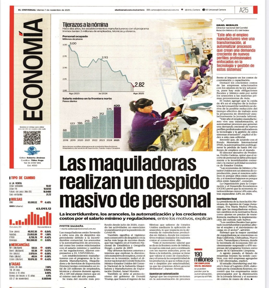 IGCabezadeVaca's tweet image. Las maquiladoras, que durante años fueron el motor del empleo y desarrollo en el norte del país y especialmente en #Reynosa, #Matamoros y #NuevoLaredo, hoy están despidiendo gente mes tras mes.

Según datos del #INEGI (sus propios datos), en el último año se han perdido más de…