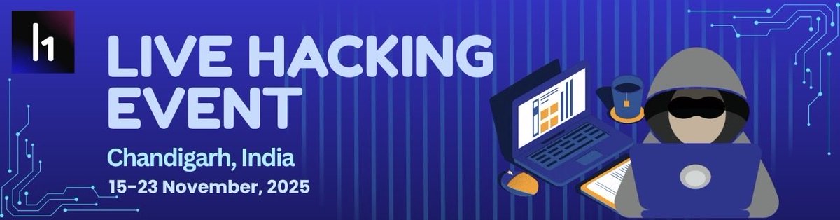 05__Yash's tweet image. Gear up, Indian Hackers! Exclusive LHE in Chandigarh (Virtual: Nov 15-22) &amp;amp; (In-Person: Nov 23). RSVP now for bigger bounties, networking, food, and awesome swags from @Hacker0x01 and program team! 
Don&apos;t miss out. 

h1.community/events/details…

#BugBounty #InfoSec