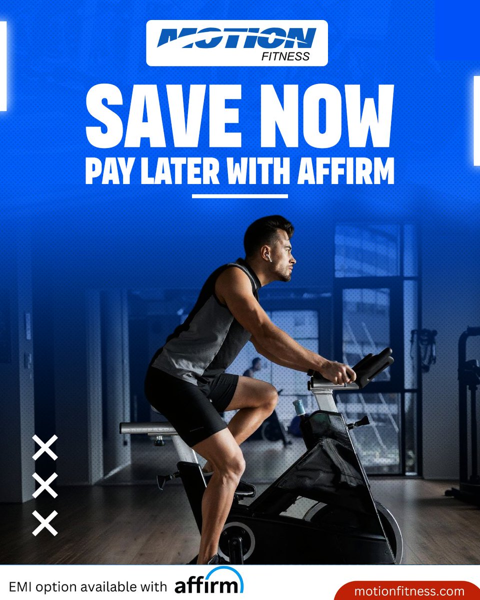 MotionFitness's tweet photo. 💪 Upgrade your fitness game without breaking the bank!
With #Affirm, you can Save Now and Pay Later — making it easier than ever to get the gear that powers your performance.

Order now👉: https://t.co/tSoisxd4QT

#BuyNowPayLater #FitnessMadeEasy #WorkoutGear #GymEssentials https://t.co/LpXic6yC6p