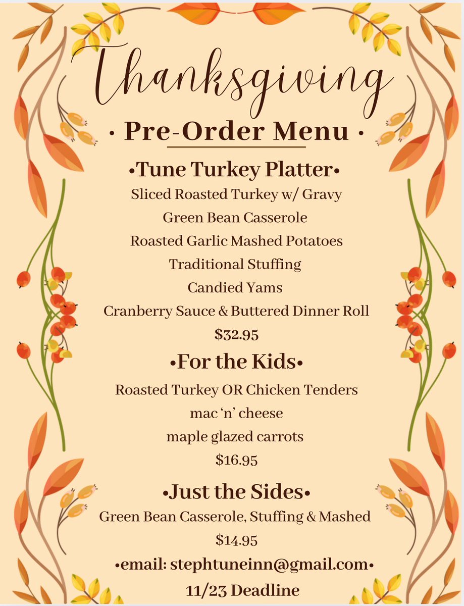 Email to order for pickup on Tday!! 🦃
stephtuneinn@gmail.com
<a href="/BarredinDC/">Barred in DC</a> <a href="/CHAMPSdc/">CHAMPSdc</a> <a href="/theHillisHome/">The Hill is Home</a> <a href="/thehill/">The Hill</a> <a href="/uscapitol/">Architect of the Capitol (AOC)</a> <a href="/CapitolHillBID/">Capitol Hill BID</a> <a href="/HillRagDC/">HillRag DC</a> <a href="/CapitolPolice/">The U.S. Capitol Police</a> <a href="/EasternMarketDC/">Eastern Market DC</a> <a href="/WaPoFood/">Post Food</a> <a href="/Eater_DC/">Eater DC</a>