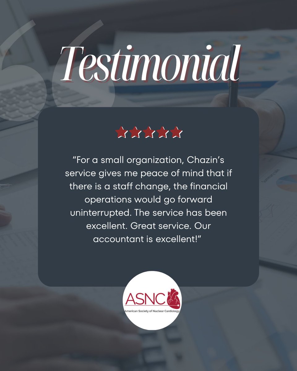 ChazinandCo's tweet image. Thank you to the American Society of Nuclear Cardiology for this wonderful testimonial! It means so much to know our services give you peace of mind. We&apos;re honored to support your important work! 💙 hubs.la/Q03SdSTz0

#ClientAppreciation #Testimonial