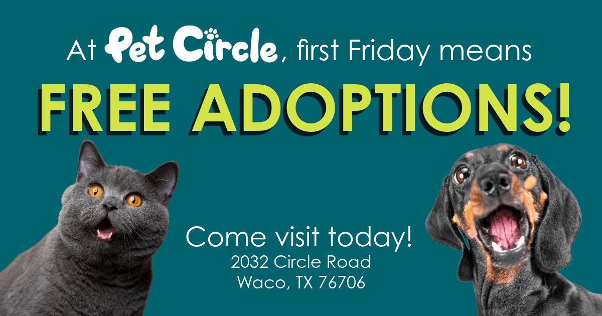 🎉 It’s First Friday!
You know what that means? FREE adoptions all day long!
Find your new best friend and start the weekend with wagging tails and happy purrs. 🐕🐈

📍 2032 Circle Rd. | ⏰ 12 - 6 p.m.
Come meet your match! 💛

#FreeAdoptions #PetCircleWaco #AdoptDontShop