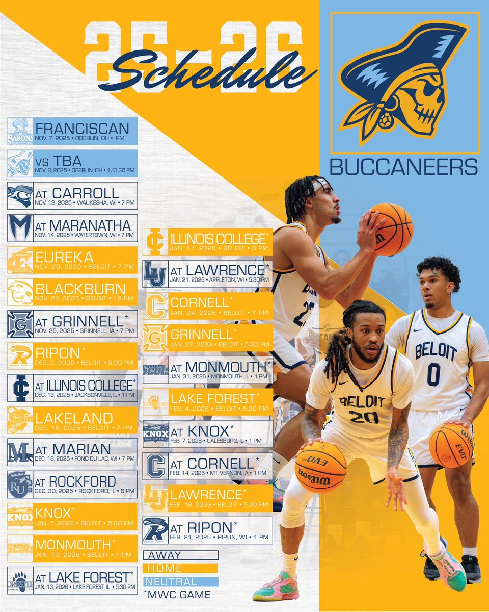 Beloit College Men's Basketball 2025-2026 Schedule.