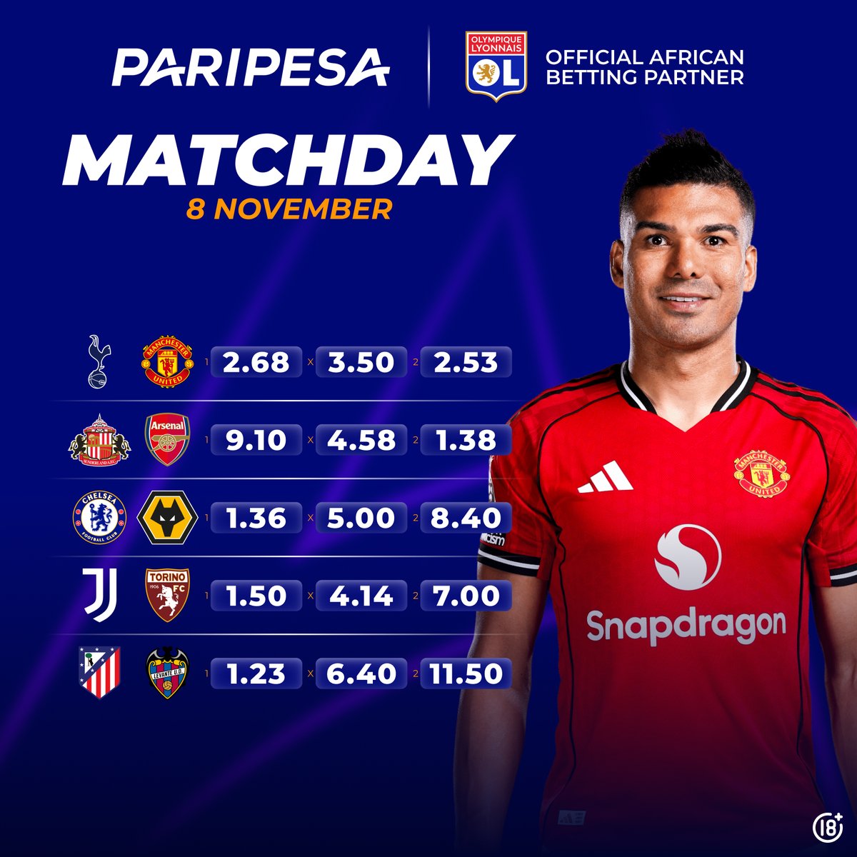 ⚡️MATCHES OF THE DAY!⚡️

The new football weekend kicks off with action from the Premier League, Serie A, &amp; La Liga — big games, fresh stories &amp; thrilling derbies! 🔥

💬 Which match are you watching today? 👇
🎯 Bet with top odds on PariPesa: m.paripesa.bet/nbv
