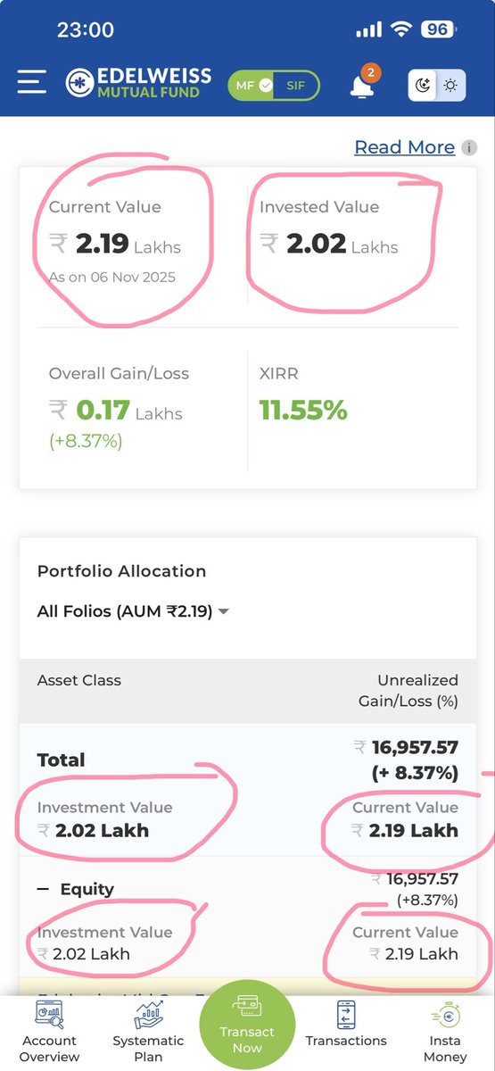 spattnaik99's tweet photo. @EdelweissMF What is the noble reason for rounding of the invested and current portfolio value in portfolio section? @iRadhikaGupta https://t.co/IrYMRIAGsk