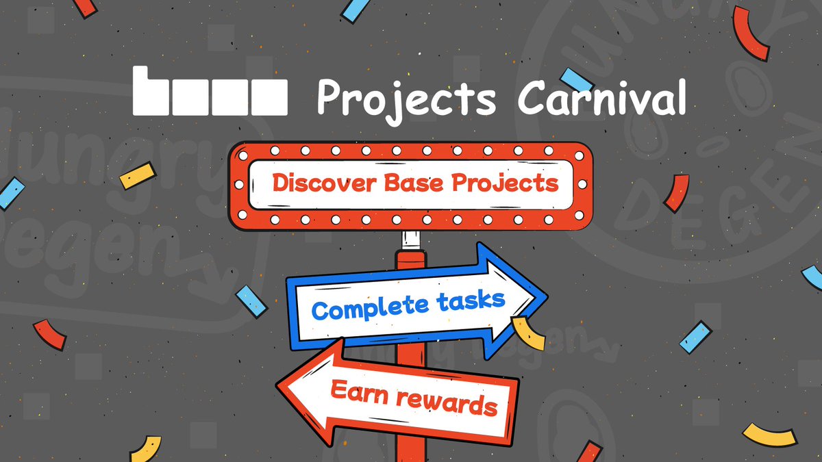 🎪 We’ve gathered over 10 top @Base projects!

Builders and communities unite to have fun and earn rewards contributed by all participating projects.

🎟️ Bonus: 100 Base App invite codes for campaign participants &amp; Hungry Degens Holders

🎡 The Based Carnival kicks off next week,