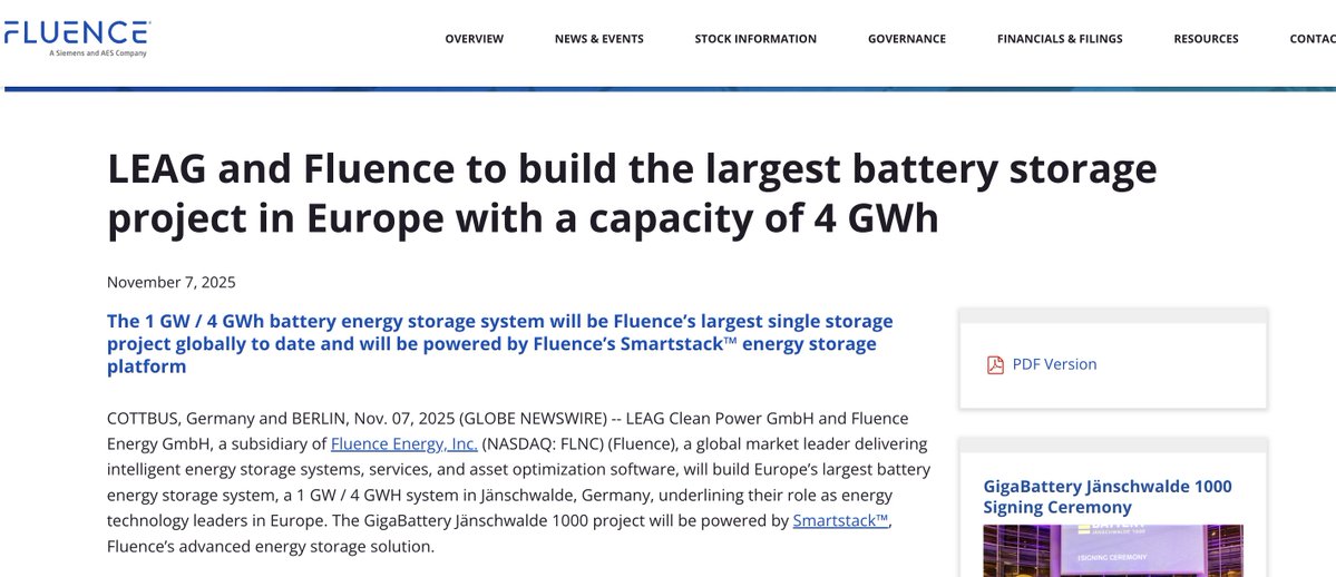 hiteshkar's tweet image. $FLNC Well, well. Fluence is going to build the largest BESS in Europe. As I already said they will be the biggest beneficiary of this trend in Europe. 

x.com/hiteshkar/stat…