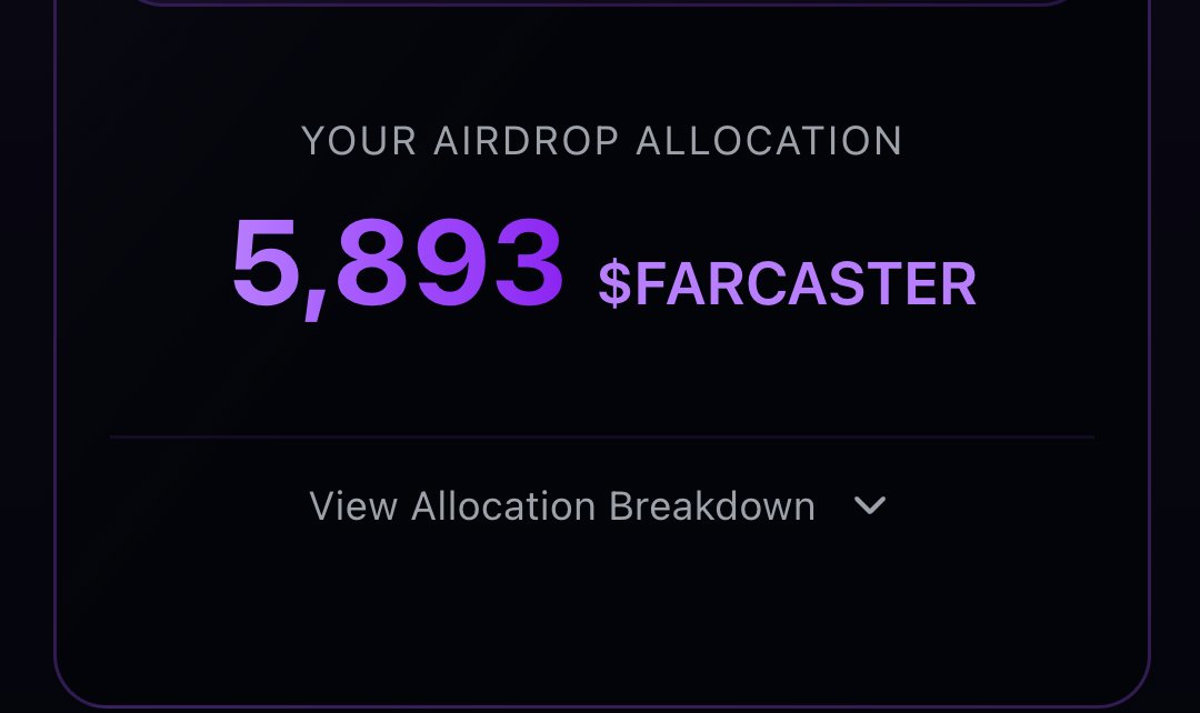 🐳 Someone just built a <a href="/farcaster_xyz/">Farcaster</a> airdrop allocation mockup.

Check it here: farcaster.xyz/miniapps/vXXqE…

If you don’t know how to get the Farcaster airdrop, read this:
whales.market/blog/how-to-ge…
